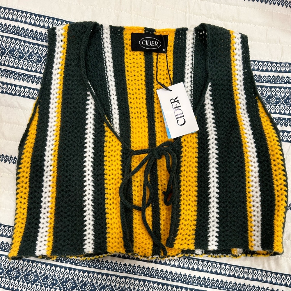 Cider stripped crochet tank top